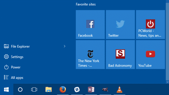How to Display your Favorite Websites on your Windows 10 Start Menu