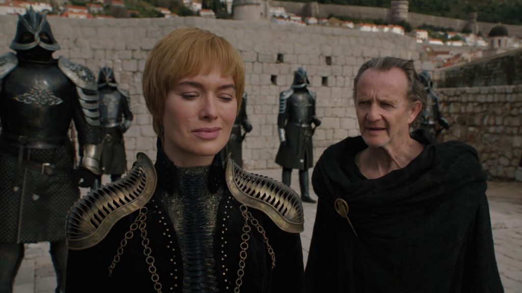 Cersei smiles when she heard the Night King has broken through the wall.