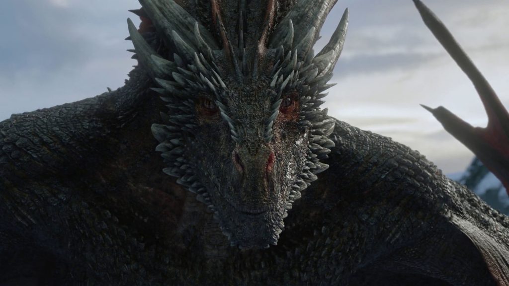 Drogon watches with keen interest as Danny and Jon Snow make out in Game of Thrones Season 8 Premier.